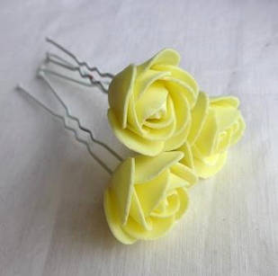 Шпильки для волосся ручної роботи "Трояндочки Лимонні"