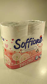 Туалетний папір(2слоя) біла з рожевим тисненням (а4) SOFFIONE DECORO (1 пач.)
