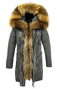 Жіноча парка з натуральним хутром єнота ZLLY