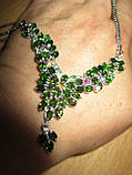 Срібне кольє намисто з хромдіопсидами та турмалінами, фото 4