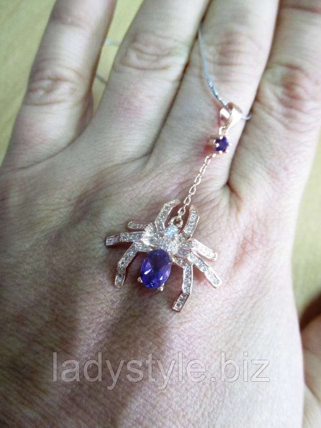 Серебряная подвеска с аметистом от студии LadyStyle.Biz купить оригинальное украшение кольцо перстень подарок натуральный танзанит