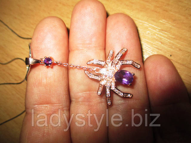 Серебряный кулон с натуральным аметистом от студии LadyStyle.Biz купить украшения натуральный танзанит кольцо серьги перстень украшения