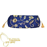 Наволочка декоративная валик с золотым цветком ANTIK KARANFIL, синий
