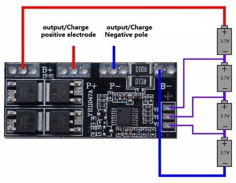 Контролер заряду/розряду з балансуванням BMS 4S 30А 16.8 V Li-Ion 18650