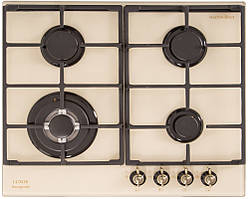 Варильна поверхня газова функціональна бежеве скло з чавунною решіткою Luxor EGR 740 Rustik