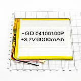 Акумулятор універсальний Polymer battery 100 на 100 на 4 мм 6000mAh, фото 2