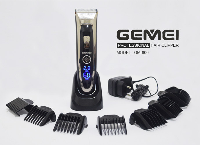 Професійна керамічна машинка для стрижки Gemei GM 800 (GEMY) акумулятор, led дисплів