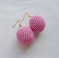 Серьги розовые шарики ручной работы "Розовые сны"