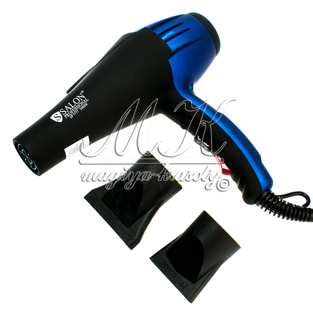 Професійний фен Salon Professional 7777 (2400 W) колір матовий синій із чорним, фото 1