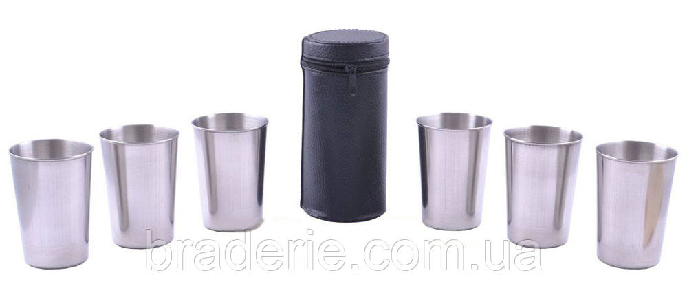 Склянки похідні 150 мл у шкіряному чохлі 16-6