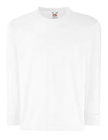 Детская футболка с длинным рукавом белая лонгслив Fruit of the Loom