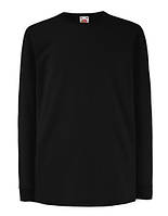 Детская футболка с длинным рукавом черная лонгслив Fruit of the Loom