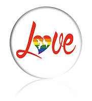 Закатной значок круглый с ЛГБТ-символикой "Iridescent Love"