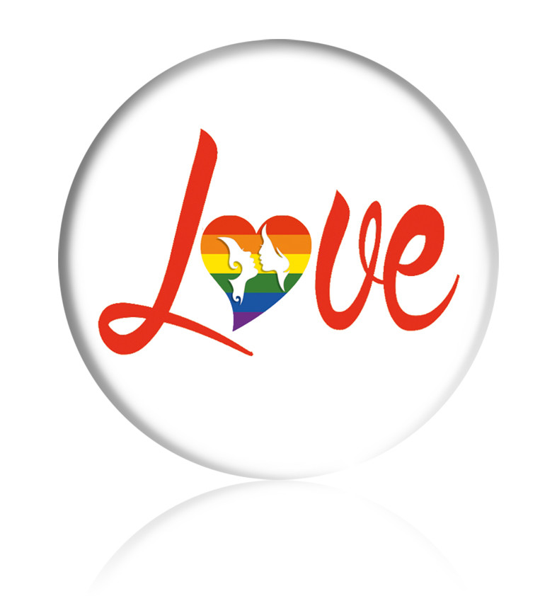 Закатний круглий значок з ЛГБТ-символікою "Iridescent Love"