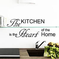 Интерьерная текстовая наклейка надпись Kitchen heart of the home (кухня сердце дома слова) матовая 970х270 мм