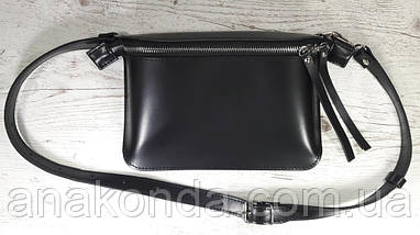 461 Натуральна шкіра, Сумка на пояс жіноча чорна Сумка бананка жіноча шкіряна Сумка на пояс жіноча шкіряна, фото 2