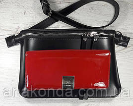 461 Натуральна шкіра, Сумка на пояс жіноча чорна Сумка бананка жіноча шкіряна Сумка на пояс жіноча шкіряна, фото 3