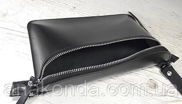 461 Натуральна шкіра, Сумка на пояс жіноча чорна Сумка бананка жіноча шкіряна Сумка на пояс жіноча шкіряна, фото 5