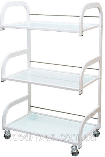 Косметологічна візок BS-017 для нарощування вій, на 3 полиці модель Скло, фото 1