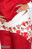 Стильні спортивні штани для вагітних NOKS WARM SP-47.071, бордовий меланж з квітами, фото 4