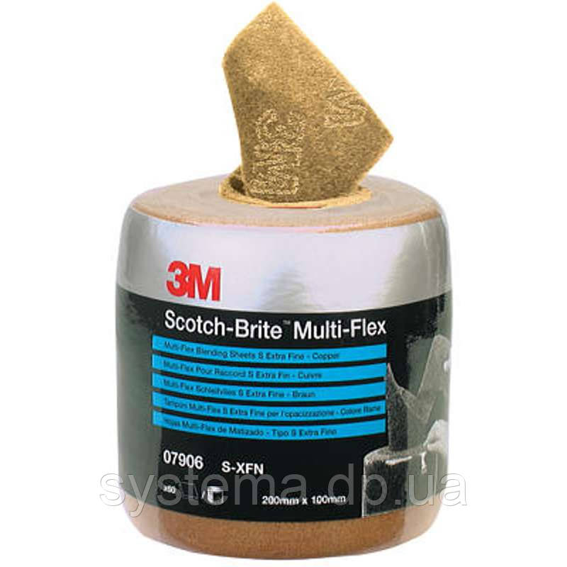 3M 07906 Sсotch-Brite™ MX-SR Multi-Flex - Листи скотч-брайт в рулоні, 200х100 мм S XFN мідний, 60 аркушів