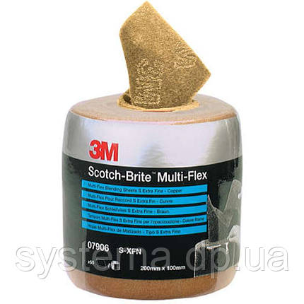 3M 07906 Sсotch-Brite™ MX-SR Multi-Flex - Листи скотч-брайт в рулоні, 200х100 мм S XFN мідний, 60 аркушів, фото 1