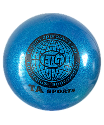 М'яч для художньої гімнастики, д-19см. Колір синій, з блискітками. TA Sport.