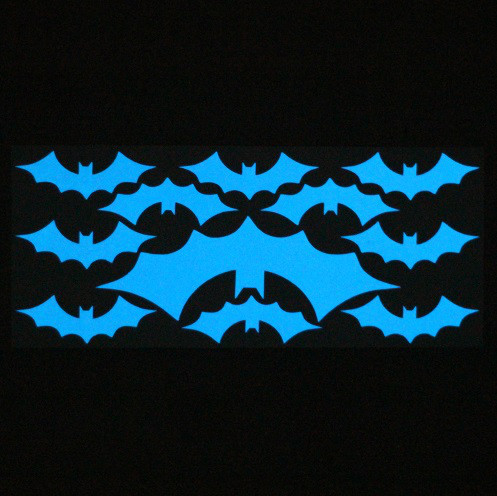 Наклейки на Хелловін люмінесцентні Кажани 20 на 9 см блакитний, фото 1