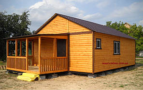 Каркасний будинок дачний 8 м х 6 м із блокхаусу 30 мм із терасою.