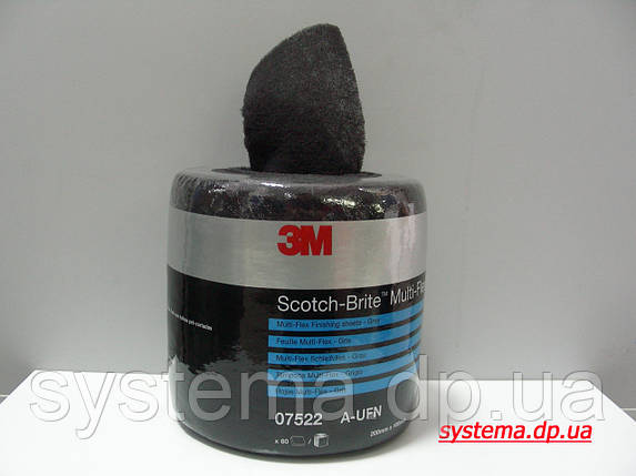 3M 07522 Scotch-Brite™ MX-SR Multi-Flex - Листи скотч-брайт в рулоні 200х100 мм S UFN, сірий, 60 аркушів, фото 1