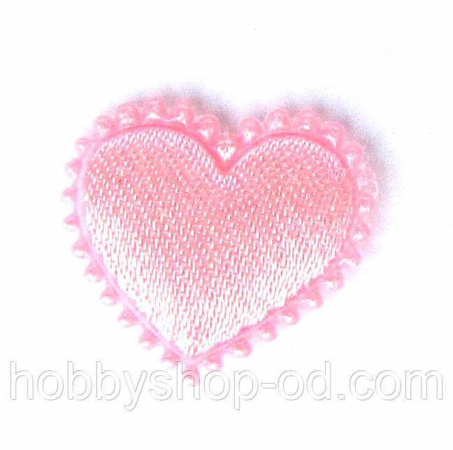 Серце 1,8*2 см (матеріал сатин) колір рожевий