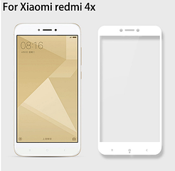 Защитное стекло Full Glue для Xiaomi Redmi 4X БЕЛАЯ рамка