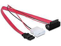 Кабель накопичувача SATAmicro 16p-7p F/F Delock (70.08.3090) +Molex 0.3m SATA-90°вниз