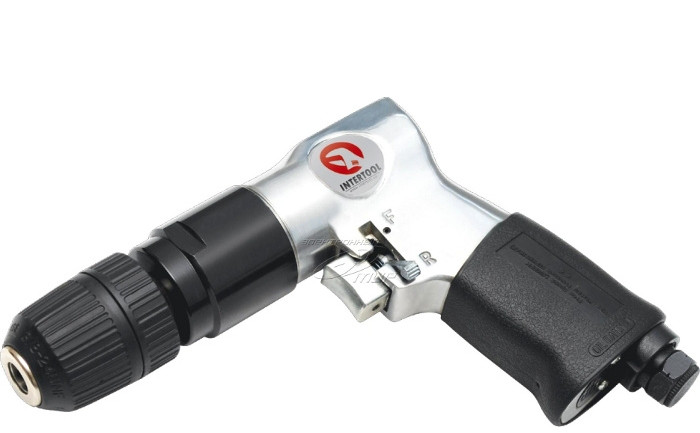Дриль пневматична з реверсом патрон самозажимних 1.5 - 10мм 3/8" Intertool PT-0903