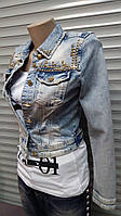 Пиджак женский джинсовый укороченный с украшениями