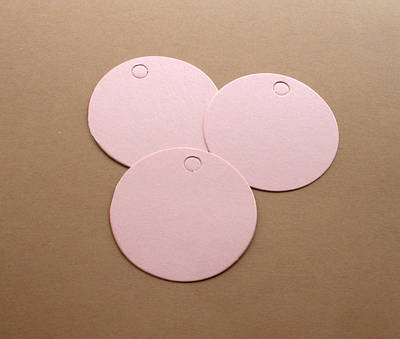 Теги з дизайнерського картону 60 мм, колір перламутровий рожевий, 10 шт.