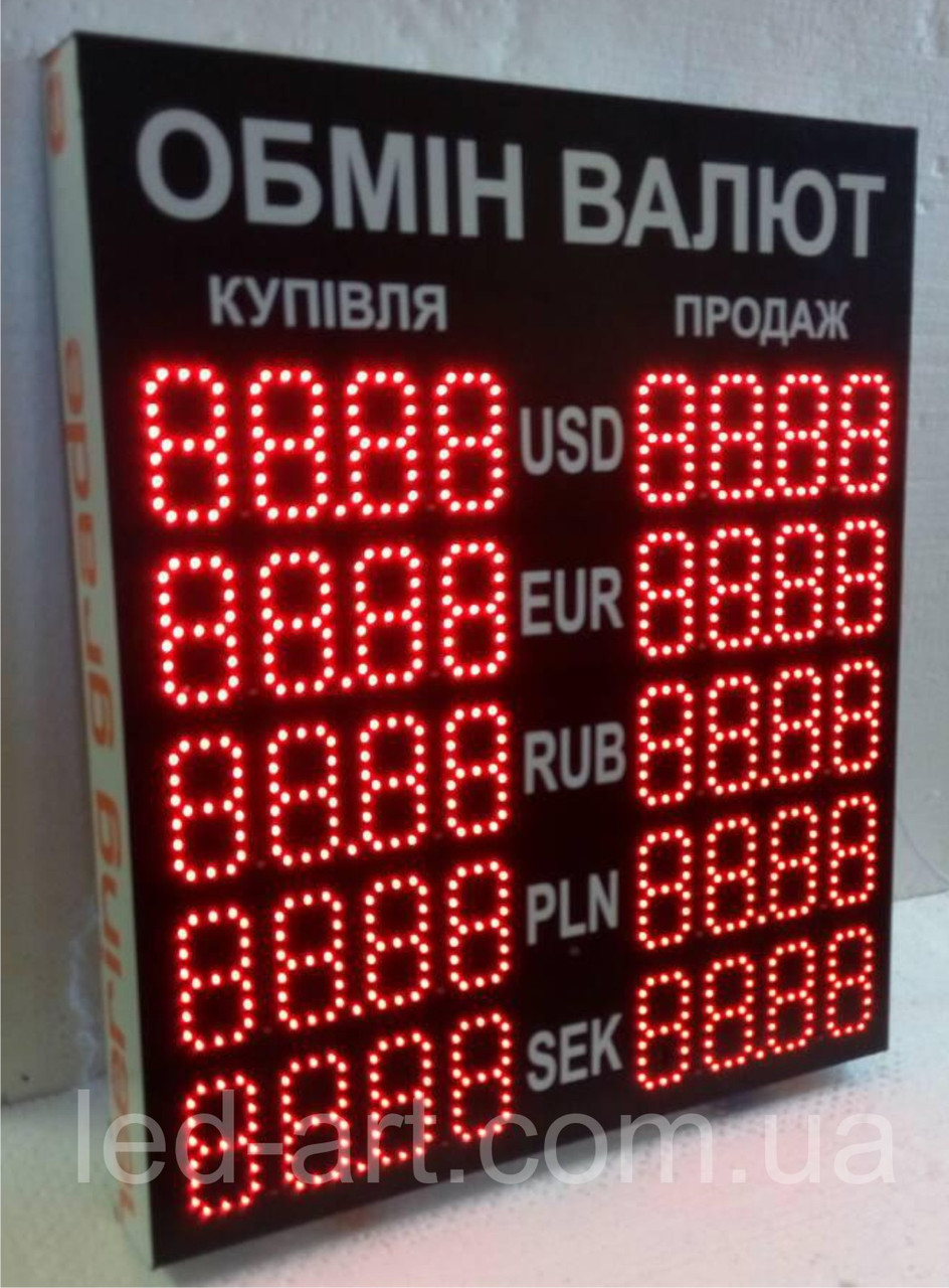 Светодиодное табло обмен валют одностороннее 700х600 мм LED-ART-700х600-1 - фото 2 - id-p775815865