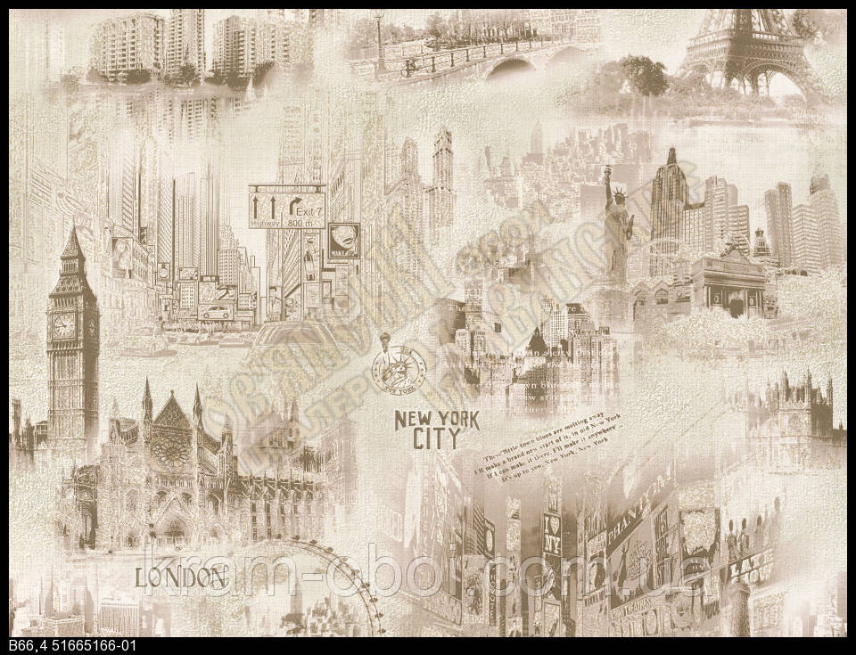 Шпалери Слов'янські Шпалери КФТБ паперові дуплекс 10м*0,53 9В66 Сіті 5166-01, фото 1