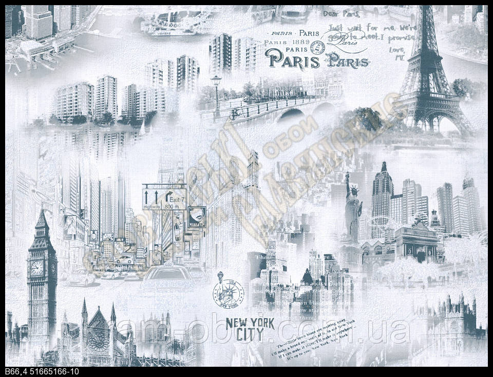 Шпалери Слов'янські Шпалери КФТБ паперові дуплекс 10 м*0,53 9В66 Сіті 5166-10, фото 1