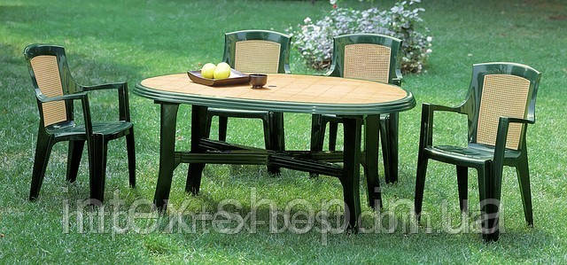 Комплект садових меблів Wood 4 четири крісла та стіл із високоякісного пластику. Італія., фото 2