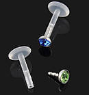 Лабрет, пірсинг із кристалом, матеріал штанги — біопластик, фото 3