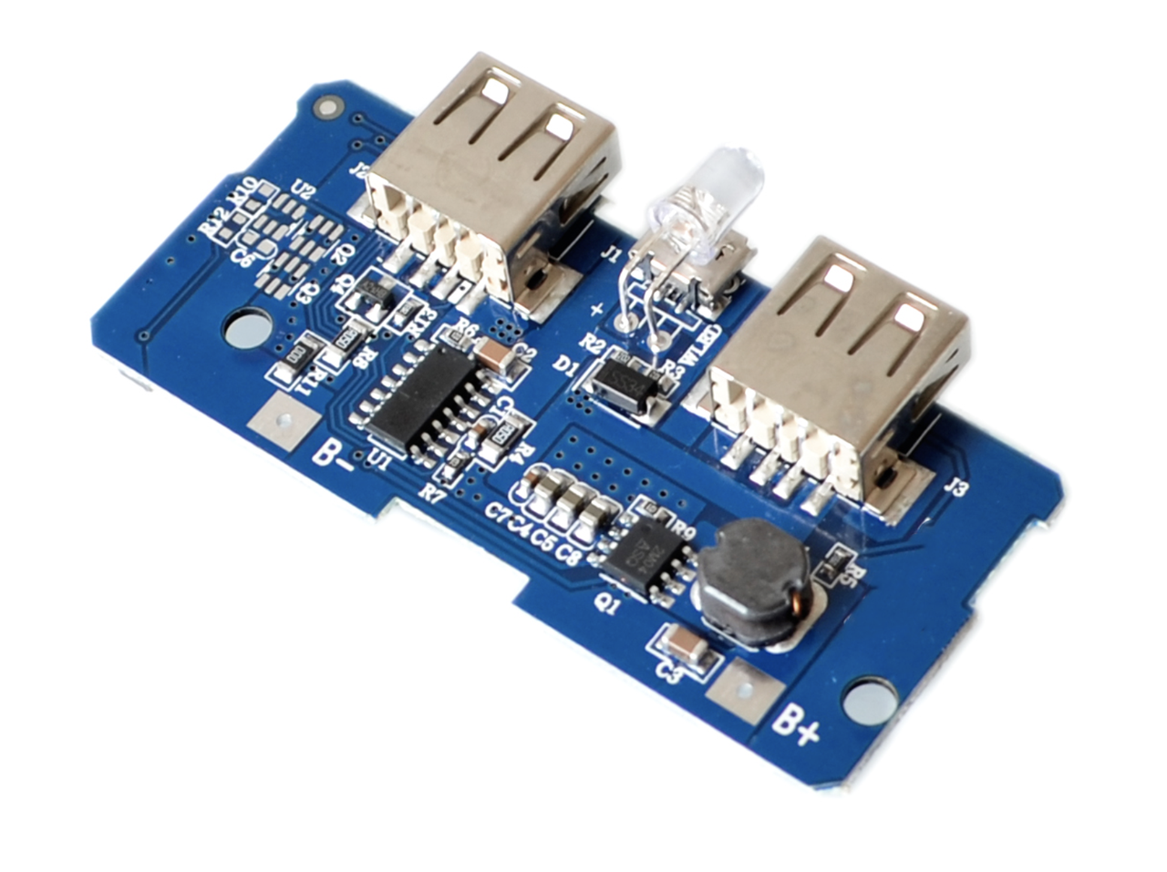 Підвищуючий перетворювач два USB DC-DC 3.2-4.2 В на 5В 2А