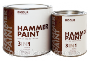 Молотковая краска Biodur Hammer Paint серебристо-серая 0,7л - фото 2 - id-p776034915