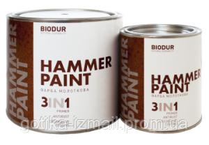 Молотковая краска Biodur Hammer Paint темно-зеленая 0,7л - фото 2 - id-p776035492