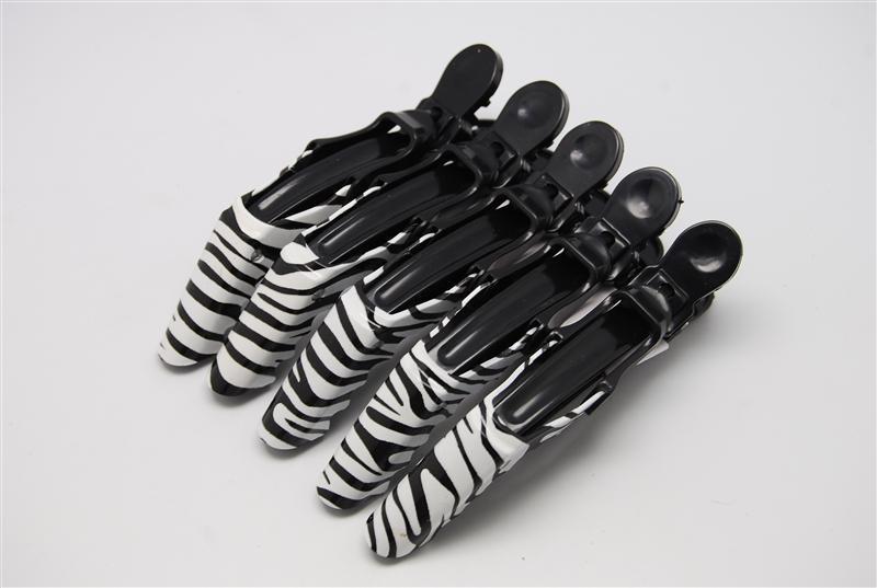 Зажим перукарський для волосся 5 шт (Біла зебра)