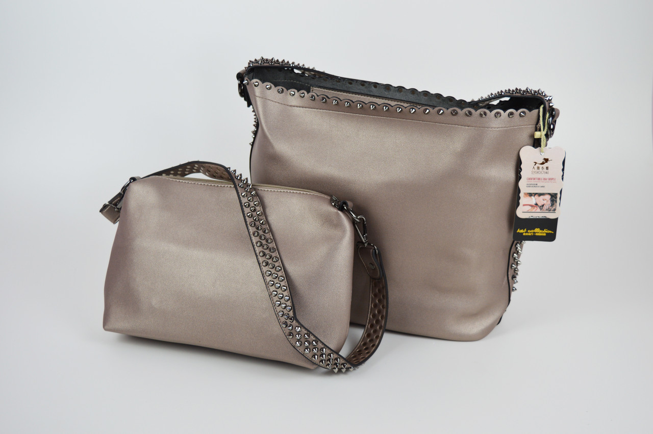 Сумка в сумці із шипами платина 9130