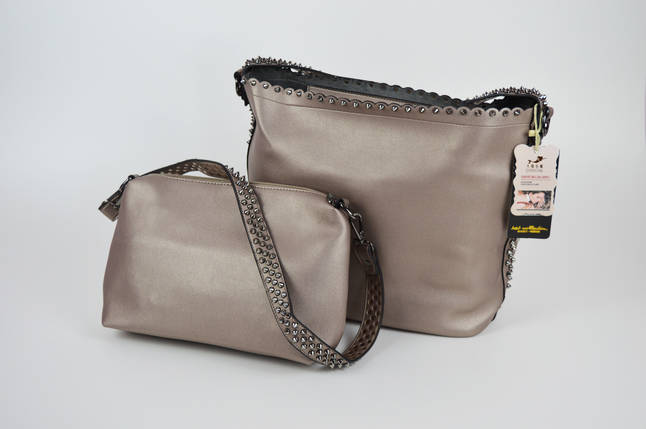 Сумка в сумці із шипами платина 9130, фото 1