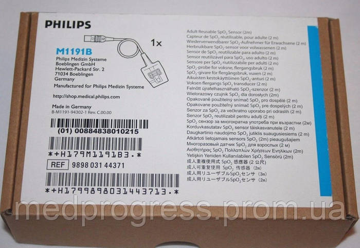 ДАТЧИК SpO2 ПУЛЬСОКСИМЕТРИЧЕСКИЙ ВЗРОСЛЫЙ МНОГОРАЗОВЫЙ PHILIPS M1191B ...