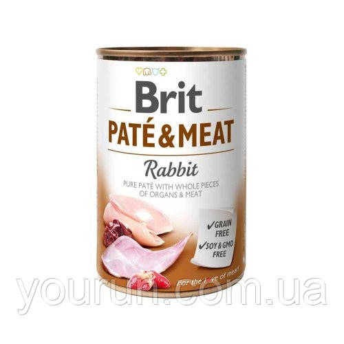 Brit (Брит) PATE & MEAT Rabbit - консерви для собак, кролик, 400 гр