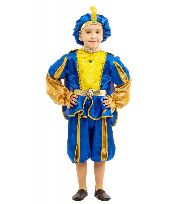 Карнавальный костюм ПРИНЦ В СИНЕМ для мальчика 5,6,7,8,9,10 лет детский маскарадный костюм ПРИНЦА синий
